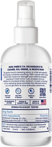 T.N. Dickinson’s Witch Hazel Wound Cleansing Spray | Antiseptic First Aid Spray with Pain Relief for Cuts, Scrapes, Burns & Skin Irritations | Alcohol-Free | Fragrance-Free | 8 Fl Oz in Kuwait