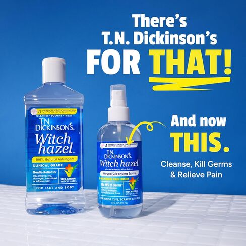 T.N. Dickinson’s Witch Hazel Wound Cleansing Spray | Antiseptic First Aid Spray with Pain Relief for Cuts, Scrapes, Burns & Skin Irritations | Alcohol-Free | Fragrance-Free | 8 Fl Oz in Kuwait