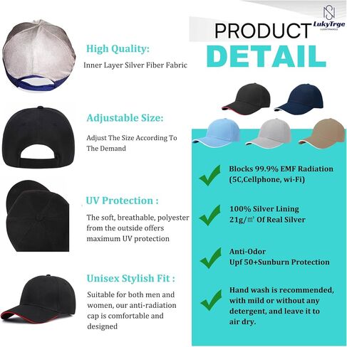 EMF Radiation Protection Cap,Faraday Hat Blocks 99% of WiFi,EMF,Bluetooth Baseball Cap for Man Woman in Saudi Arabia