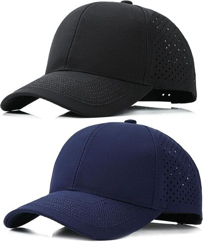 2 Pack Snapback Hats for Men Women, Quick Dry Mesh Baseball Caps for Running, Workouts, Adjustable Performance Hat in Saudi Arabia