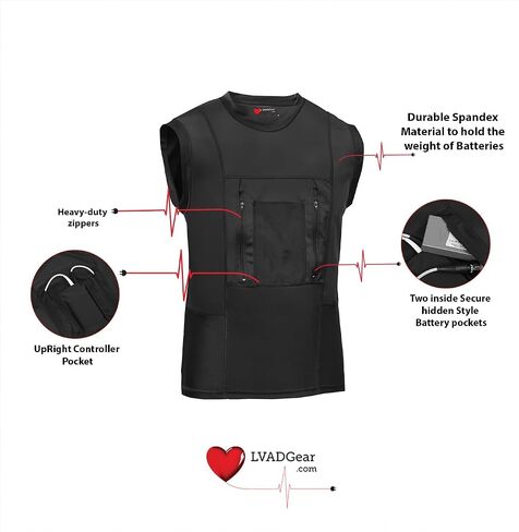 LVAD HeartMate Unisex Tank Top | Premium Spandex with Controller & Hidden Battery Pockets(Black) in Kuwait