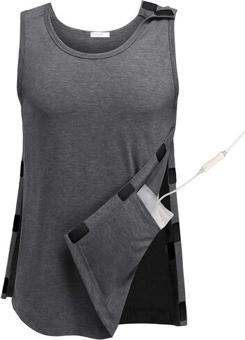 Deyeek Post Shoulder Surgery Shirts for Men Tear Away Rotator Cuff Recovery Tank Tops Chemo Port Cancer Shirt Magic Tapes in Kuwait