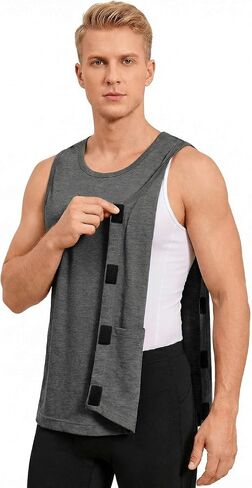Deyeek Post Shoulder Surgery Shirts for Men Tear Away Rotator Cuff Recovery Tank Tops Chemo Port Cancer Shirt Magic Tapes in Kuwait