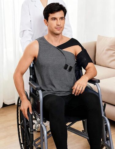 Deyeek Post Shoulder Surgery Shirts for Men Tear Away Rotator Cuff Recovery Tank Tops Chemo Port Cancer Shirt Magic Tapes in Kuwait