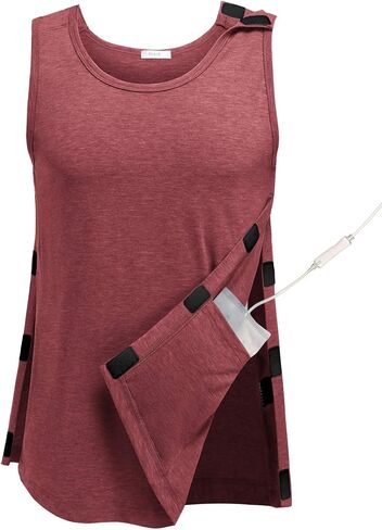 Deyeek Post Shoulder Surgery Shirts for Men Tear Away Rotator Cuff Recovery Tank Tops Chemo Port Cancer Shirt Magic Tapes in Kuwait