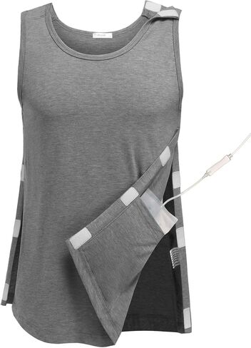 Deyeek Post Shoulder Surgery Shirts for Men Tear Away Rotator Cuff Recovery Tank Tops Chemo Port Cancer Shirt Magic Tapes in Kuwait