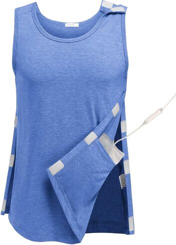 Deyeek Post Shoulder Surgery Shirts for Men Tear Away Rotator Cuff Recovery Tank Tops Chemo Port Cancer Shirt Magic Tapes in Kuwait
