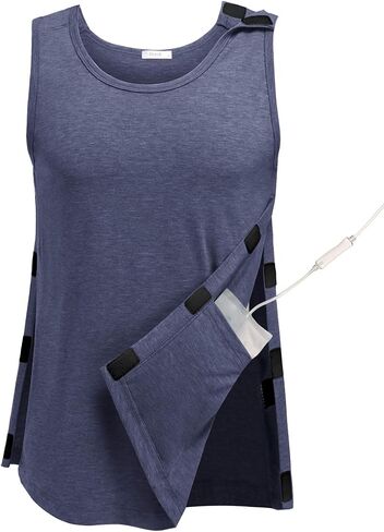 Deyeek Post Shoulder Surgery Shirts for Men Tear Away Rotator Cuff Recovery Tank Tops Chemo Port Cancer Shirt Magic Tapes in Kuwait