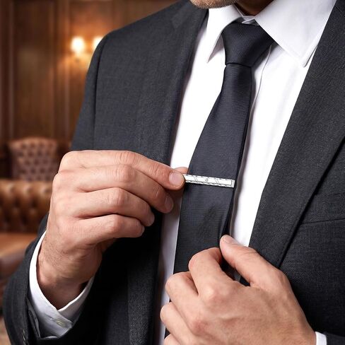 4Pcs Silver Tie Clips for Men Tie Pins Classic Business Ties Bars Clasps for Men for Formal Business Events Wedding Anniversary Fathers Day Gift Professional Office Wear in Kuwait