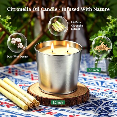 Citronella Candles Outdoor, Large Citronella Candle for Patio with Soy Wax & Essential Oil, 160 Hours Long Lasting Burn, Outdoor Candles for Backyard, Balcony, Camping & Summer Decor (4 Pack) in Saudi Arabia