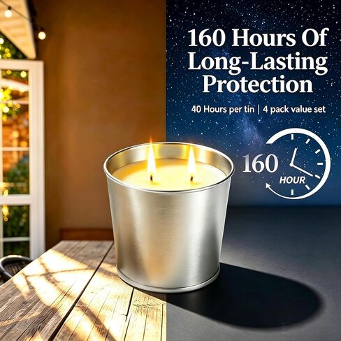 Citronella Candles Outdoor, Large Citronella Candle for Patio with Soy Wax & Essential Oil, 160 Hours Long Lasting Burn, Outdoor Candles for Backyard, Balcony, Camping & Summer Decor (4 Pack) in Saudi Arabia