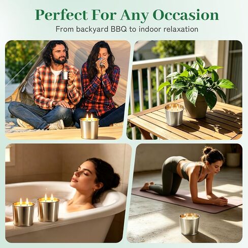 Citronella Candles Outdoor, Large Citronella Candle for Patio with Soy Wax & Essential Oil, 160 Hours Long Lasting Burn, Outdoor Candles for Backyard, Balcony, Camping & Summer Decor (4 Pack) in Saudi Arabia