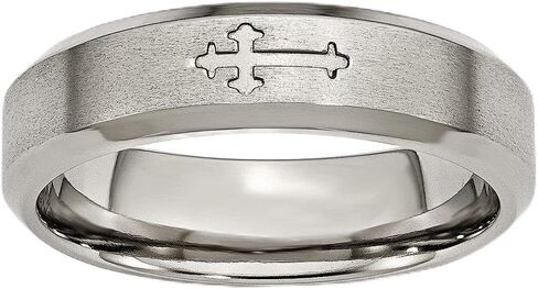 Titanium Cross Design 6mm Satin Beveled Edge Wedding Band in Kuwait