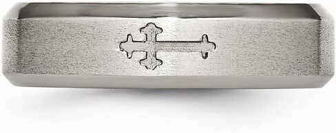 Titanium Cross Design 6mm Satin Beveled Edge Wedding Band in Kuwait