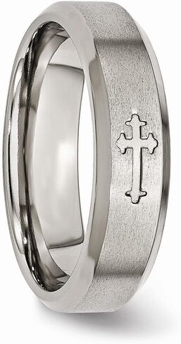 Titanium Cross Design 6mm Satin Beveled Edge Wedding Band in Kuwait