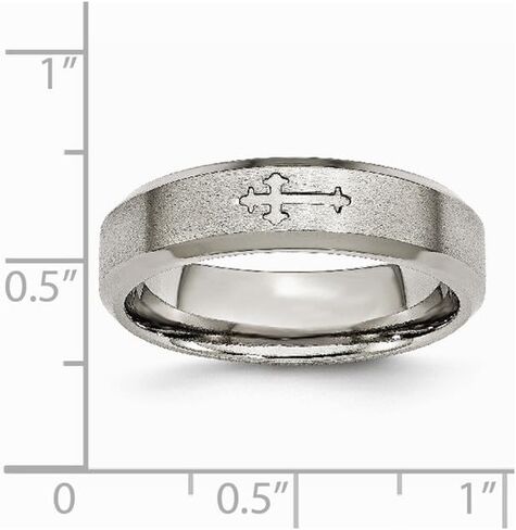 Titanium Cross Design 6mm Satin Beveled Edge Wedding Band in Kuwait