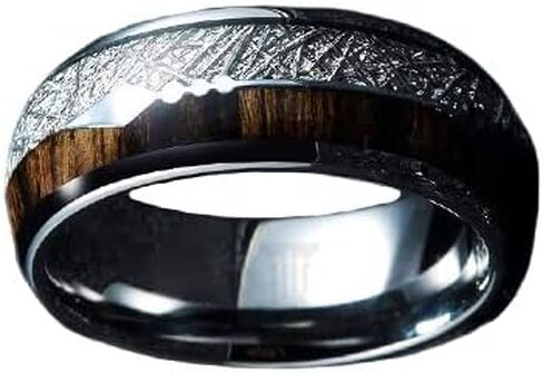Tungsten Meteorite Rings for Men Wedding Band Koa Wood Ring with Arrow Inlay 8mm Meteorite Wedding Band Wooden Anniversary Gifts for Him in Kuwait