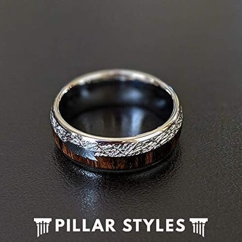 Tungsten Meteorite Rings for Men Wedding Band Koa Wood Ring with Arrow Inlay 8mm Meteorite Wedding Band Wooden Anniversary Gifts for Him in Kuwait