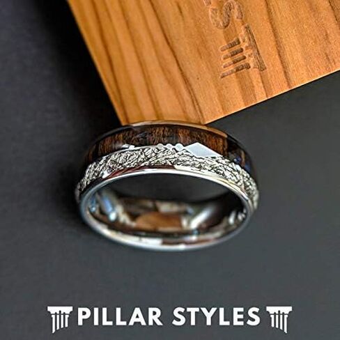 Tungsten Meteorite Rings for Men Wedding Band Koa Wood Ring with Arrow Inlay 8mm Meteorite Wedding Band Wooden Anniversary Gifts for Him in Kuwait
