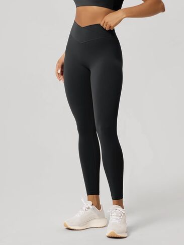 ODODOS Hidden Scrunch Butt Lifting Crossover Leggings for Women - 25" No Front Seam High Waist Booty Sculpting Yoga Pants in Kuwait