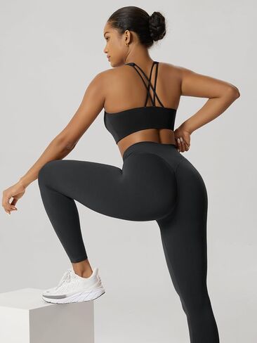 ODODOS Hidden Scrunch Butt Lifting Crossover Leggings for Women - 25" No Front Seam High Waist Booty Sculpting Yoga Pants in Kuwait