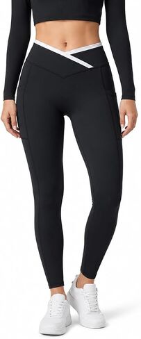 Sunzel Crossover Scrunch Butt Leggings for Women, No Front Seam Yoga Pants, Butt Lifting Tummy Control Workout Gym Leggings in Kuwait
