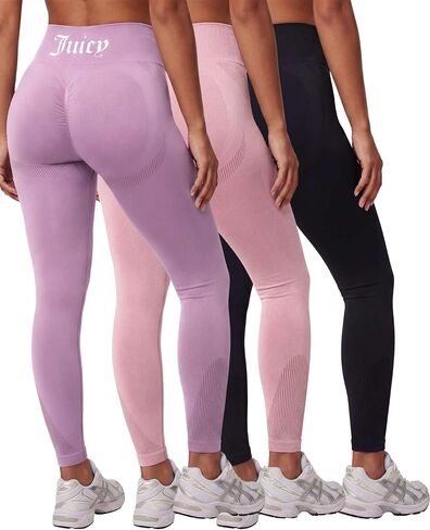 Juicy Couture Women's Seamless Leggings Yoga Pants Tummy Control High Waisted Running Gym Workout Athletic Pilates Soft in Kuwait