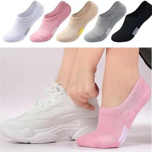 5 Pairs No Show Socks Womens Low Cut Non Slip Athletic Cotton Invisible Women Sock - US 6-9 in Kuwait