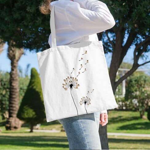 BIDODABADIl Dandelion Dog Tote Bag - Funny Dandelion Dog Canvas Shopping Bags, Gifts for Dogs Lovers, 14.9x14.5 Inch in Kuwait