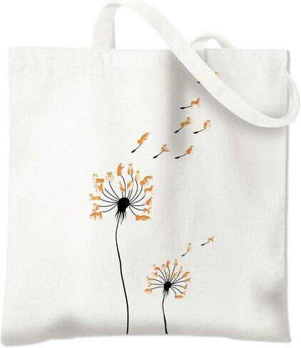 BIDODABADIl Dandelion Dog Tote Bag - Funny Dandelion Dog Canvas Shopping Bags, Gifts for Dogs Lovers, 14.9x14.5 Inch in Kuwait