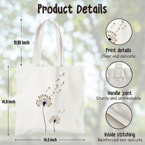 BIDODABADIl Dandelion Dog Tote Bag - Funny Dandelion Dog Canvas Shopping Bags, Gifts for Dogs Lovers, 14.9x14.5 Inch in Kuwait