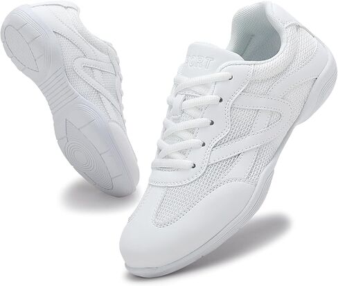 Girls Cheer Shoes Youth White Cheerleading Dance Shoes Breathable Lightweight Cheerleader Sneakers for Kids Athletic Dance Competition Training in Saudi Arabia