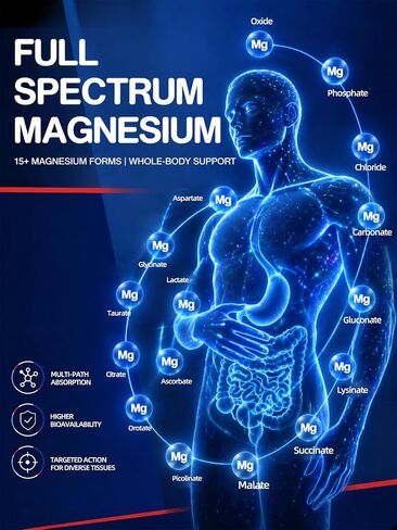 1000mg Magnesium Complex for Women & Men, 16 in 1 High Absorption | Glycinate, Citrate, Malate, Taurate | Sleep, Nerve, Heart, Bone, Muscle & Energy | Non-GMO, Gluten-Free, 120 Capsules in Kuwait