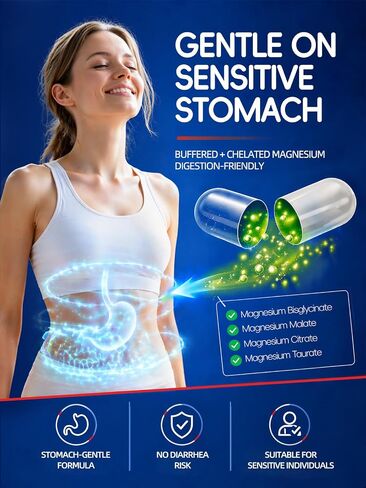1000mg Magnesium Complex for Women & Men, 16 in 1 High Absorption | Glycinate, Citrate, Malate, Taurate | Sleep, Nerve, Heart, Bone, Muscle & Energy | Non-GMO, Gluten-Free, 120 Capsules in Kuwait