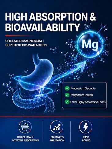 1000mg Magnesium Complex for Women & Men, 16 in 1 High Absorption | Glycinate, Citrate, Malate, Taurate | Sleep, Nerve, Heart, Bone, Muscle & Energy | Non-GMO, Gluten-Free, 120 Capsules in Kuwait