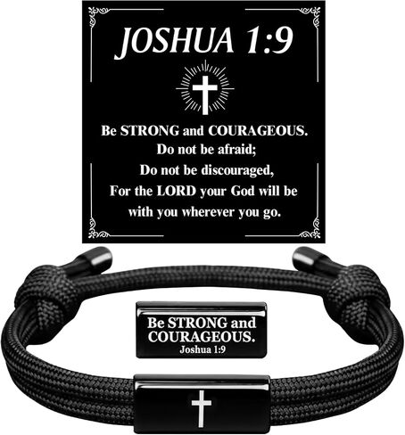 Cross Bible Verse Adjustable Rope Bracelet for Boys Teens, Christian Bracelet Religious Catholic Gifts, Thanksgiving Baptism Birthday Graduation Gifts for Son Nephew Grandson Easter Christmas Stocking Stuffers in Saudi Arabia