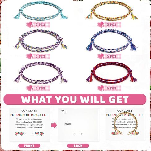 Woven Friendship Bracelets with Cards Handmade Braided Adjustable Bracelets End of Year Gifts for College Mate Friendship Day Gifts for University in Saudi Arabia