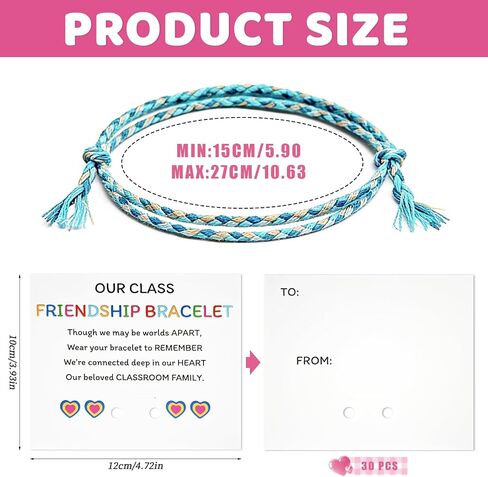 Woven Friendship Bracelets with Cards Handmade Braided Adjustable Bracelets End of Year Gifts for College Mate Friendship Day Gifts for University in Saudi Arabia