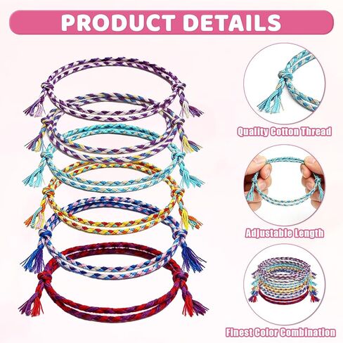 Woven Friendship Bracelets with Cards Handmade Braided Adjustable Bracelets End of Year Gifts for College Mate Friendship Day Gifts for University in Saudi Arabia