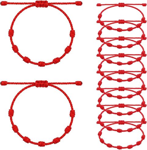 10 Pcs Red String Bracelet Set - 7 Knot Red Rope Cord Good Luck Bracelets, Adjustable Thread Bracelet Protection Braided String Chain for Friendship, Lovers in Kuwait