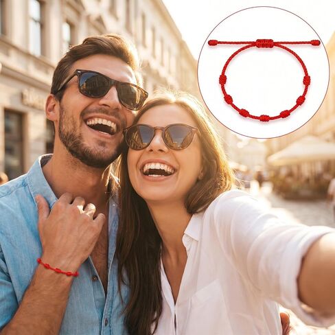 10 Pcs Red String Bracelet Set - 7 Knot Red Rope Cord Good Luck Bracelets, Adjustable Thread Bracelet Protection Braided String Chain for Friendship, Lovers in Kuwait