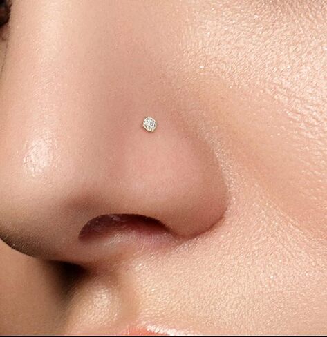 2.5mm Lab Grown Diamond Top 9K Solid Yellow Gold 22 Gauge Corkscrew Twist Nose Screw - Tiny Nose Stud - Diamond Nose Piercing Body Jewelry in Saudi Arabia