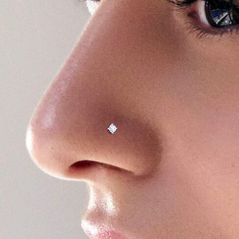 2.5mm Lab Grown Diamond Top 9K Solid Yellow Gold 22 Gauge Corkscrew Twist Nose Screw - Tiny Nose Stud - Diamond Nose Piercing Body Jewelry in Saudi Arabia