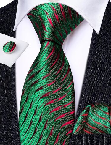 مجموعات ربطات عنق حمراء خضراء للرجل ربطات عنق مخططة متقلب منديل سادة أزرار أكمام جيب مربع زفاف رسمي عمل in Kuwait
