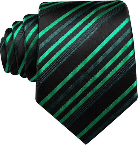 Black Green Tie Sets for Man Striped Checkered Neckties Solid Handkerchief Cufflinks Pocket Square Wedding Formal Business in Kuwait