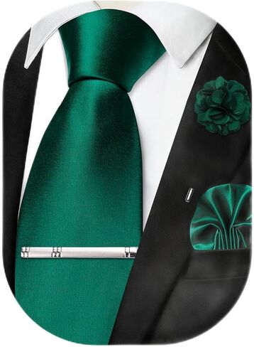 DiBanGu رجل الصلبة التعادل الساتان المنسوجة ربطة العنق عادي وجيب مربع التلبيب دبوس التعادل مجموعة مشبك لحفل زفاف الأعمال الرسمية in Kuwait