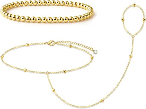 My Queen Bracelets for Women 14K Gold/Silver Plated Dainty Stackable Hand Chain Bracelet Trendy Ring Chain Bangle Cuff Bracelets Adjustable Body Jewelry Set Gifts in Saudi Arabia