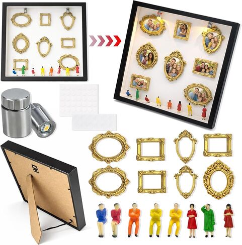 DIY Mini Shadow Box Frame Kit Black- Upgrade Mini Museum Kit Box with Miniature Figurines, Custom Photo Display Personalized Memory Decor, Celebrate Unique Memories in Style for Anniversary, Wedding in Saudi Arabia