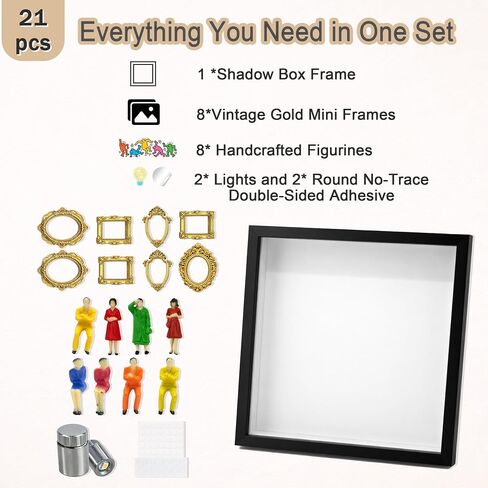 DIY Mini Shadow Box Frame Kit Black- Upgrade Mini Museum Kit Box with Miniature Figurines, Custom Photo Display Personalized Memory Decor, Celebrate Unique Memories in Style for Anniversary, Wedding in Saudi Arabia