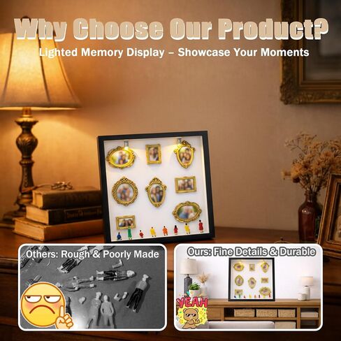 DIY Mini Shadow Box Frame Kit Black- Upgrade Mini Museum Kit Box with Miniature Figurines, Custom Photo Display Personalized Memory Decor, Celebrate Unique Memories in Style for Anniversary, Wedding in Saudi Arabia